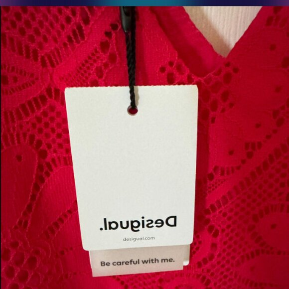 NWT Desigual 1970s Inspired Floral Lace V-Neck Mini Dress - Picture 3 of 14